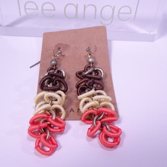 Lee Angel Women's The Nudes Antique Brass Silk Ring Drop Earrings NWT 110 - Picture 4 of 5